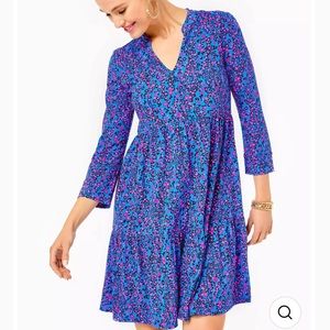 Lilly Pulitzer Growl and Prowl Alaina swing dress 3/4 sleeves 100% cotton
